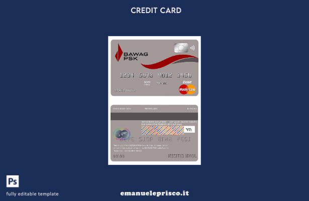 modello di carta mastercard bancaria Austria Bawag PSK in stile verificato
